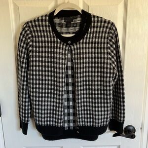 J. Crew Black and White Gingham Cashmere sweater set VGUC size M